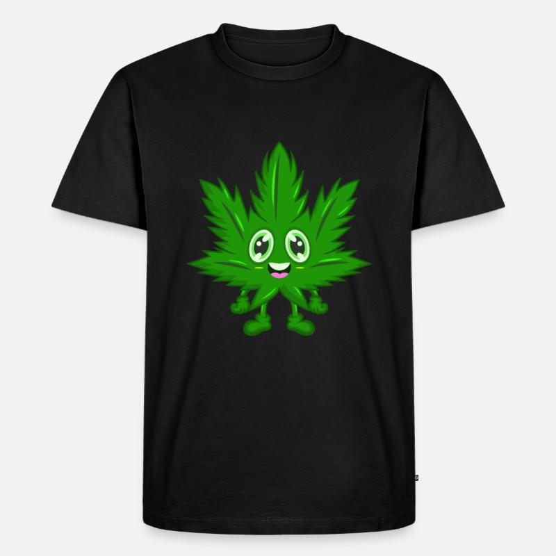 Cannabis Comic Hanf Blatt - Männer Premium Bio T-Shirt - Schwarz