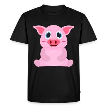 Schwein Comic - Men's Premium Organic T-Shirt - black - Front - Nico (187cm)