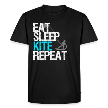 Eat Sleep Kite Repeat Idée cadeau kitesurfer - T-shirt Premium bio Homme - noir - Devant - Nico (187cm)