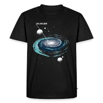 You are here Galaxy - Männer Premium Bio T-Shirt - Schwarz - Vorne - Nico (187cm)