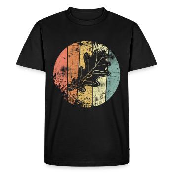 Eiche Eichenblatt Vintage Herbst - Männer Premium Bio T-Shirt - Schwarz - Vorne - Nico (187cm)