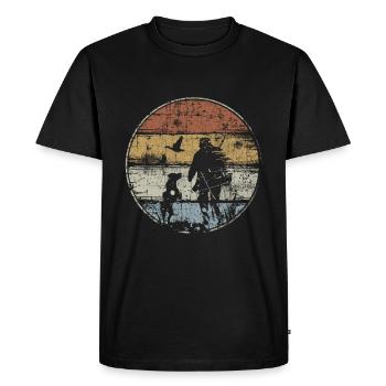 Hunter with hunting dog - Men's Premium Organic T-Shirt - black - Front - Nico (187cm)