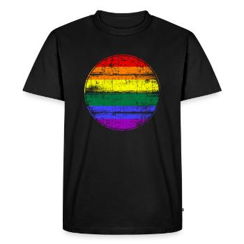Drapeau arc-en-ciel LGBT - T-shirt Premium bio Homme - noir - Devant - Nico (187cm)