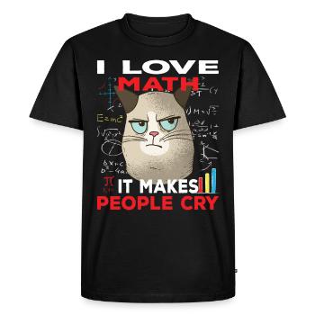 Cat Funny Math Gift I Love Math - Men's Premium Organic T-Shirt - black - Front - Nico (187cm)
