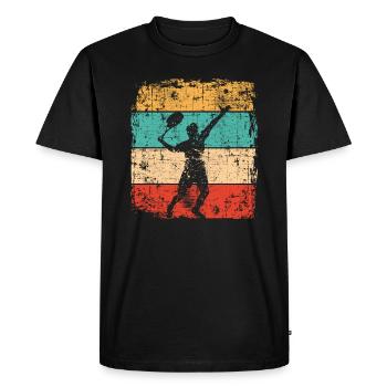 Tennis joueur de tennis vintage - T-shirt Premium bio Homme - noir - Devant - Nico (187cm)