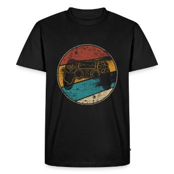 Joueur de contrôleur de jeu vintage - T-shirt Premium bio Homme - noir - Devant - Nico (187cm)