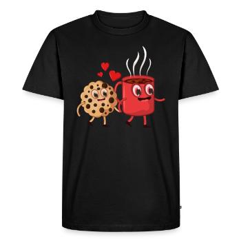 Cookie and Coffee Love - Men's Premium Organic T-Shirt - black - Front - Nico (187cm)