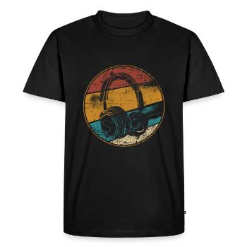 Kopfhörer vintage - Männer Premium Bio T-Shirt - Schwarz - Vorne - Nico (187cm)