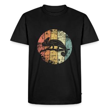 Chamäleon retro - Männer Premium Bio T-Shirt - Schwarz - Vorne - Nico (187cm)