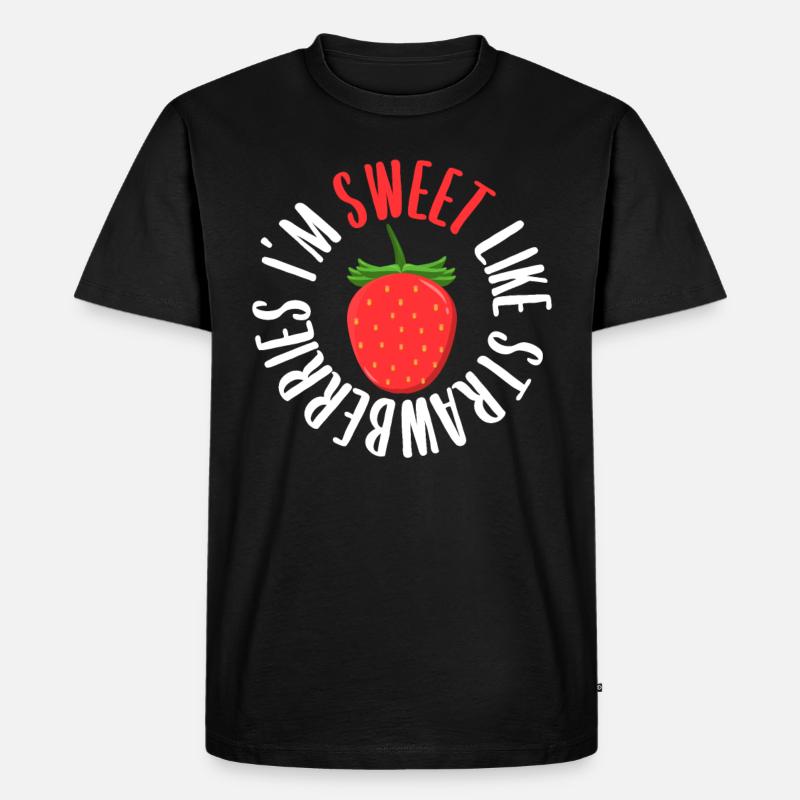 Erdbeere - Männer Premium Bio T-Shirt - Schwarz