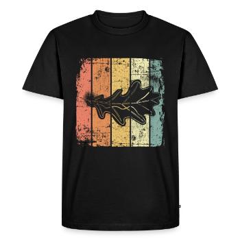Eiche Blatt vintage - Männer Premium Bio T-Shirt - Schwarz - Vorne - Nico (187cm)