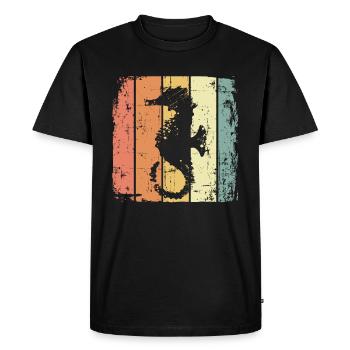 Seahorse retro diving swimming - Men's Premium Organic T-Shirt - black - Front - Nico (187cm)