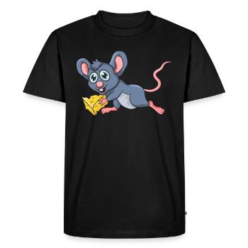 Mouse with cheese - Men's Premium Organic T-Shirt - black - Front - Nico (187cm)