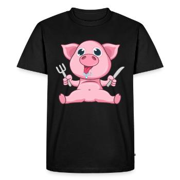Porc Manger - T-shirt Premium bio Homme - noir - Devant - Nico (187cm)