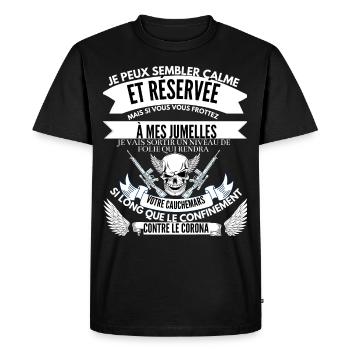 cadeaux future papa des jumelles, fête des pères - T-shirt Premium bio Homme - noir - Devant - Nico (187cm)