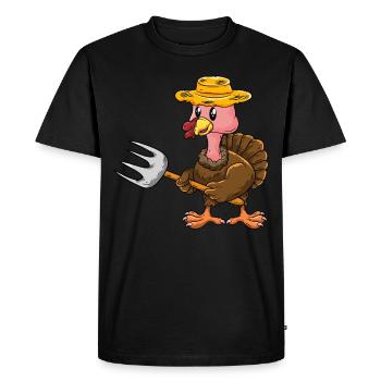 Agriculteur Dinde - T-shirt Premium bio Homme - noir - Devant - Nico (187cm)