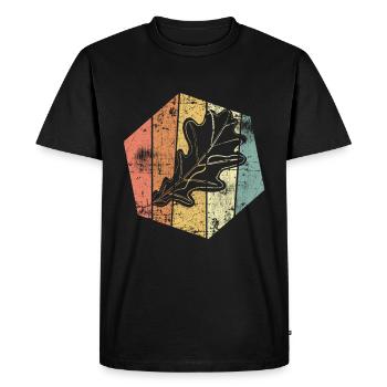 Eiche Blatt retro Natur Wald - T-shirt Premium bio Homme - noir - Devant - Nico (187cm)