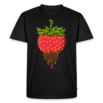 Strawberry with chocolate - Men's Premium Organic T-Shirt - black - Front - Nico (187cm)