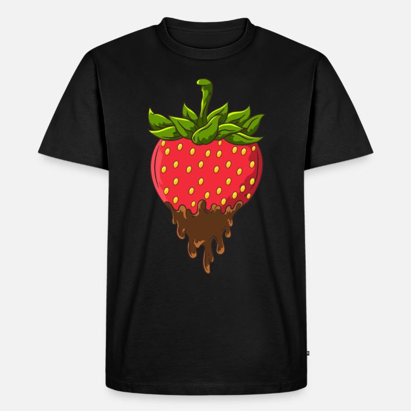 Erdbeere mit Schokolade - Männer Premium Bio T-Shirt - Schwarz
