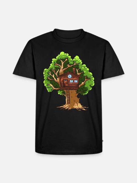 Baumhaus - Männer Premium Bio T-Shirt - Schwarz