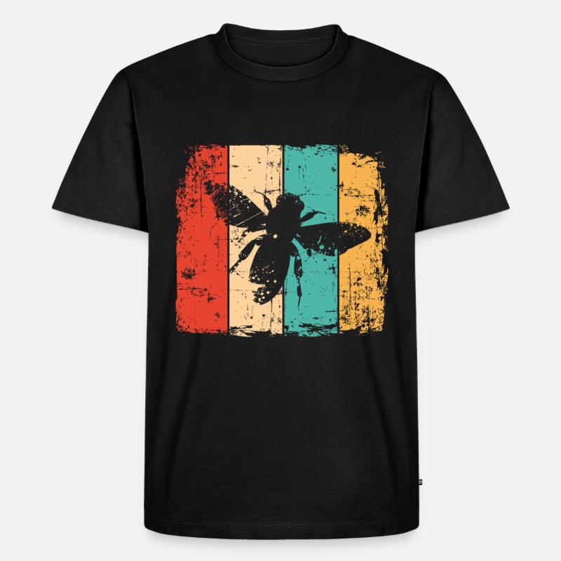 Biene retro - Männer Premium Bio T-Shirt - Schwarz