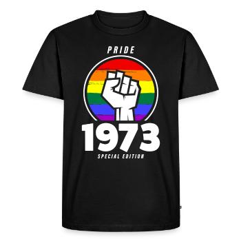 1973 Anniversaire Gay Pride LGBT - T-shirt Premium bio Homme - noir - Devant - Nico (187cm)