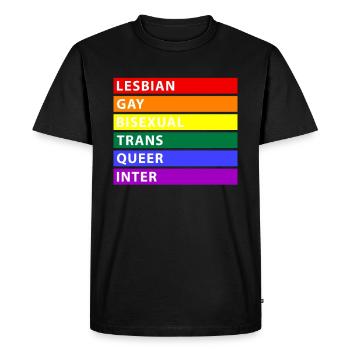 LGBTQI Arc-en-ciel - T-shirt Premium bio Homme - noir - Devant - Nico (187cm)