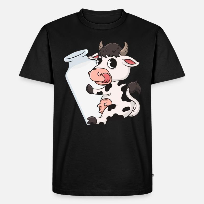 Kuh Milch - Männer Premium Bio T-Shirt - Schwarz