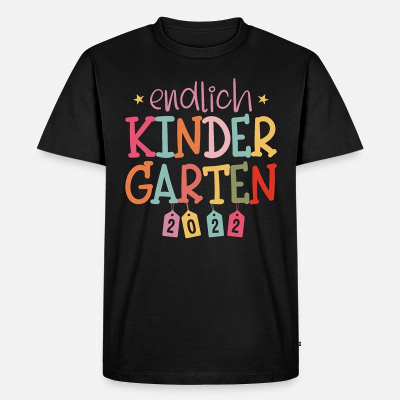 Endlich Kindergarten 2022 Mädchen - Männer Premium Bio T-Shirt - Schwarz