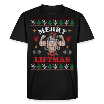 Christmas Bodybuilding Gym Merry Liftmas - Men's Premium Organic T-Shirt - black - Front - Nico (187cm)