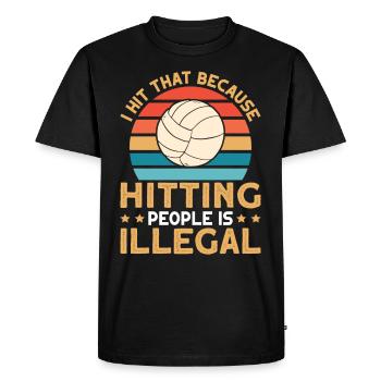 J’ai battu ce drôle de volley-ball - T-shirt Premium bio Homme - noir - Devant - Nico (187cm)