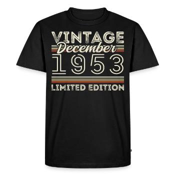 Vintage Décembre 1953 - 72e Anniversaire Décember - T-shirt Premium bio Homme - noir - Devant - Nico (187cm)