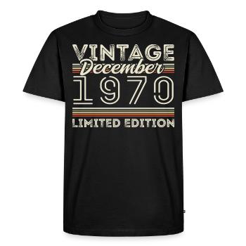 Vintage Décembre 1970 - 55e Anniversaire Décember - T-shirt Premium bio Homme - noir - Devant - Nico (187cm)