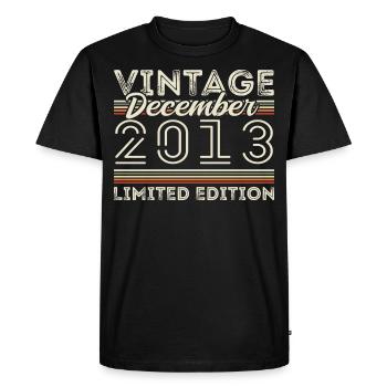 Vintage December 2013 - 12th Anniversary December - Men's Premium Organic T-Shirt - black - Front - Nico (187cm)