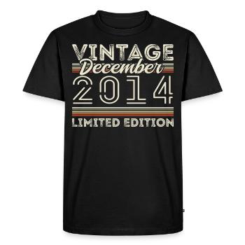 Vintage Décembre 2014 - 11e Anniversaire Décember - T-shirt Premium bio Homme - noir - Devant - Nico (187cm)