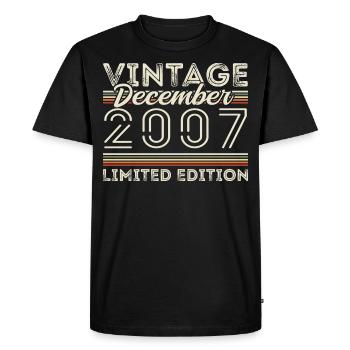 Vintage December 2007 - 18th Anniversary December - Men's Premium Organic T-Shirt - black - Front - Nico (187cm)