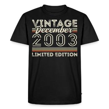 Vintage Décembre 2003 - 22e Anniversaire Décember - T-shirt Premium bio Homme - noir - Devant - Nico (187cm)