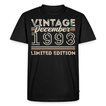 Vintage Décembre 1998 - 27e Anniversaire Décember - T-shirt Premium bio Homme - noir - Devant - Nico (187cm)