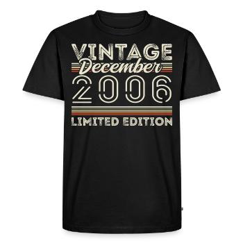 Vintage Décembre 2006 - 19e Anniversaire Décember - T-shirt Premium bio Homme - noir - Devant - Nico (187cm)