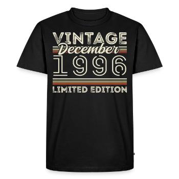 Vintage Décembre 1996 - 29e Anniversaire Décember - T-shirt Premium bio Homme - noir - Devant - Nico (187cm)