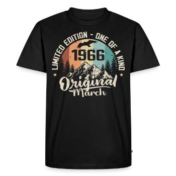 Mars 1966 cadeau Anniversaire - Born in march 1966 - T-shirt Premium bio Homme - noir - Devant - Nico (187cm)
