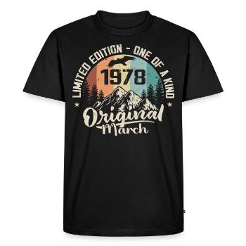 Mars 1978 cadeau Anniversaire - Born in march 1978 - T-shirt Premium bio Homme - noir - Devant - Nico (187cm)