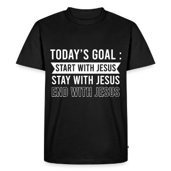 Bible Verse - Men's Premium Organic T-Shirt - black - Front - Nico (187cm)