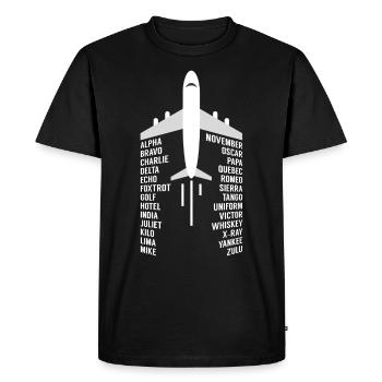 Alphabet phonétique d'avion de pilote d'avion - T-shirt Premium bio Homme - noir - Devant - Nico (187cm)
