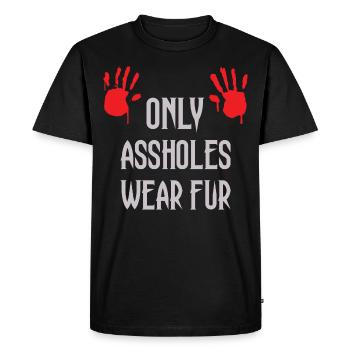Seuls les connards portent de la fourrure - T-shirt Premium bio Homme - noir - Devant - Nico (187cm)