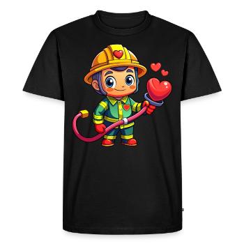 Héros en rouge le pompier - T-shirt Premium bio Homme - noir - Devant - Nico (187cm)