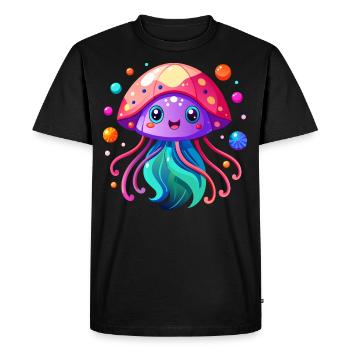 Méduse mignonne - T-shirt Premium bio Homme - noir - Devant - Nico (187cm)