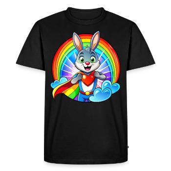 Superhero Bunny - Men's Premium Organic T-Shirt - black - Front - Nico (187cm)