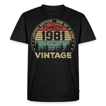 March 1981 - Best Birthday Gift March 1981 - Men's Premium Organic T-Shirt - black - Front - Nico (187cm)