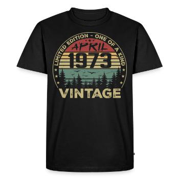 Vintage April 1973 Birthday Gift - Men's Premium Organic T-Shirt - black - Front - Nico (187cm)
